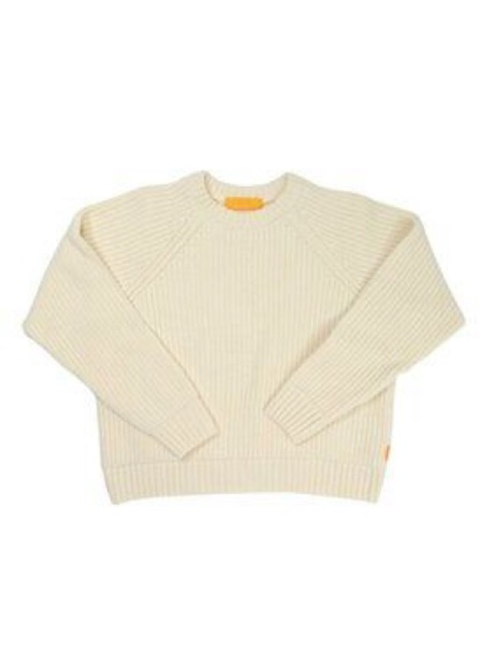 Cream Ribbed Crew Neck Sweater - Women